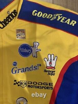 Veste de course NASCAR CHEERIOS BOBBY LABONTE #43 sous licence, jaune et bleu, taille large, en excellent état.