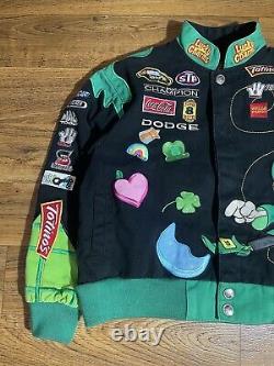 Veste de course NASCAR Lucky Charms noire vintage rare pour jeunes taille large brodée Y2K