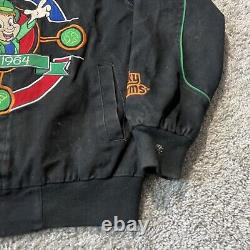 Veste de course Nascar noire pour hommes vintage rare avec designs RR et porte-bonheurs taille M Y2k