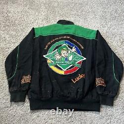 Veste de course Nascar noire pour hommes vintage rare avec designs RR et porte-bonheurs taille M Y2k