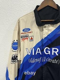 Veste de course VINTAGE Viagra Mark Martin taille adulte XL noire bleue pour hommes