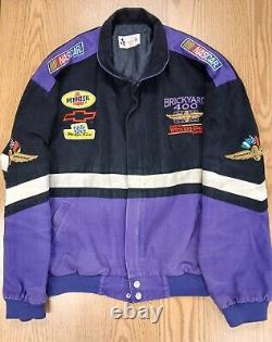 Veste de course brodée pour hommes Vintage Chase Authentics Brickyard 400 de couleur violette taille L