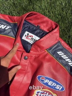 Veste de course en cuir NASCAR vintage avec grands patchs