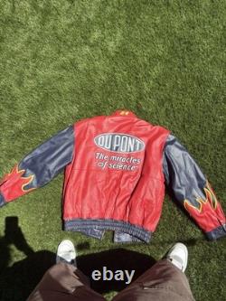 Veste de course en cuir NASCAR vintage avec grands patchs