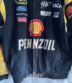 Veste de course officielle Nascar 22 Joey Logano Pennzoil noire/jaune en taille Large