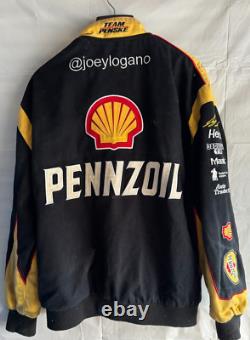 Veste de course officielle Nascar 22 Joey Logano Pennzoil noire/jaune en taille Large