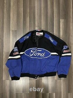 Veste de course vintage Ford NASCAR ESSEX, bleu moyen et noir