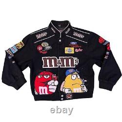 Veste de course vintage NASCAR M&M Twill #38 Elliot Sadler noire Taille Jeunes XL