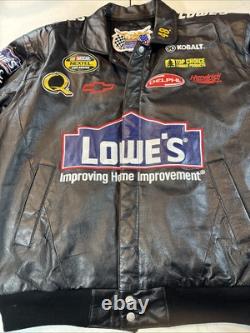 Veste en cuir NASCAR Jeff Hamilton Chase Lowes #48 Jimmie Johnson taille LARGE