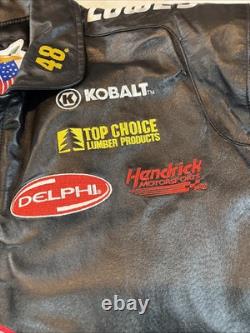 Veste en cuir NASCAR Jeff Hamilton Chase Lowes #48 Jimmie Johnson taille LARGE