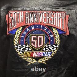 Veste en cuir Nascar 50ème anniversaire Jeff Hamilton Racing Taille XL