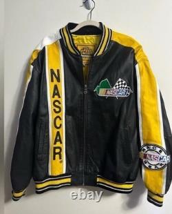Veste en cuir de course NASCAR Authentic GIII vintage taille XL pour hommes, fermeture éclair complète, rare