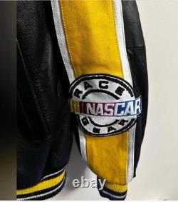 Veste en cuir de course NASCAR Authentic GIII vintage taille XL pour hommes, fermeture éclair complète, rare