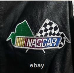 Veste en cuir de course NASCAR Authentic GIII vintage taille XL pour hommes, fermeture éclair complète, rare