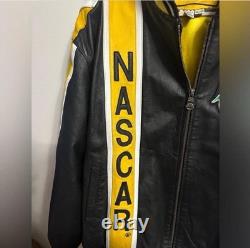 Veste en cuir de course NASCAR Authentic GIII vintage taille XL pour hommes, fermeture éclair complète, rare