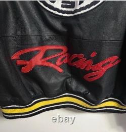 Veste en cuir de course NASCAR Authentic GIII vintage taille XL pour hommes, fermeture éclair complète, rare