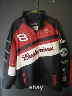Veste en cuir vintage Dale Earnhardt Jr Budweiser Chase Wilson taille XL