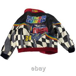 Veste en cuir vintage Jeff Gordon taille grande 3 fois champion Nascar Jeff Hamilton