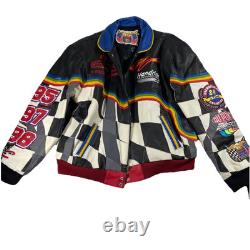 Veste en cuir vintage Jeff Gordon taille grande 3 fois champion Nascar Jeff Hamilton