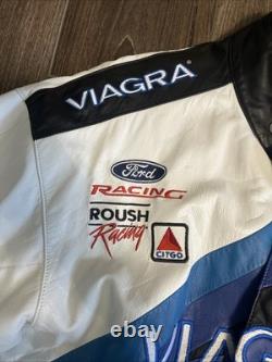Veste en cuir vintage Mark Martin Nascar pour homme grande Roush Racing Viagra Ford
