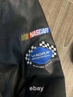 Veste en cuir vintage Mark Martin Nascar pour homme grande Roush Racing Viagra Ford
