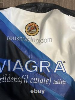 Veste en cuir vintage Mark Martin Nascar pour homme grande Roush Racing Viagra Ford