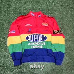 Veste vintage officielle NASCAR Jeff Gordon DuPont Rainbow taille LARGE SIGNÉE
