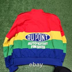 Veste vintage officielle NASCAR Jeff Gordon DuPont Rainbow taille LARGE SIGNÉE