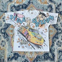 Vintage 1996 Flintstones Wacky Racing Shirt Cartoon Disney Nascar Grand Xlarge