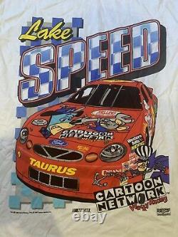 Vintage 1998 Cartoon Network Wacky Racing Nascar T-shirt Lake Speed Taille Large