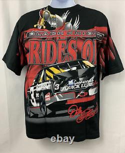 Vintage Années 90 Dale Earnhardt Sr Nascar Racing Black Knight All Over Print Shirt L
