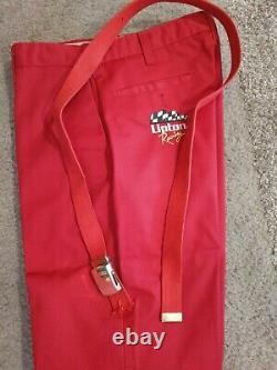 Vintage Busch Nascar Race Utilisé Team Crew Uniforme Pantalons Ceinture Lipton Tea