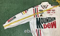 Vintage Dale Earnhardt Jr Mountain Dew Nascar Veste De Course Taille M Blanc