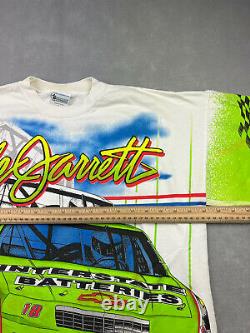 Vintage Dale Jarrett Nascar Racing Car All Over Imprimer T-shirt Blanc Large USA