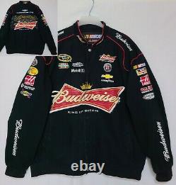 Vintage Nascar Kevin Harvick Racing Jacket Jh Design Black Budweiser Hommes 2xl