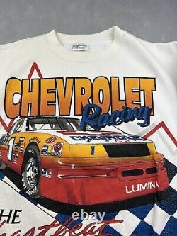 Vintage Rare Nascar Chevrolet Racing Entièrement Imprimé T-shirt Blanc Grand