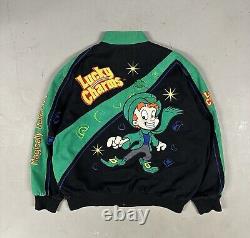 Vintage Y2K 2009 TM Designs Lucky Charms Nascar Racing Bomber Jacket Taille XL