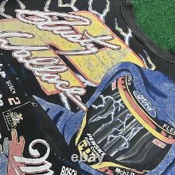 Vtg 90s Rusty Wallace Black Magic Nascar All Over Print T Shirt Race Tee Mens M