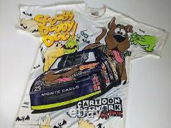 Vtg Nascar X Scooby Doo Men's M Medium Cartoon Racing T-shirt All Over Vintage